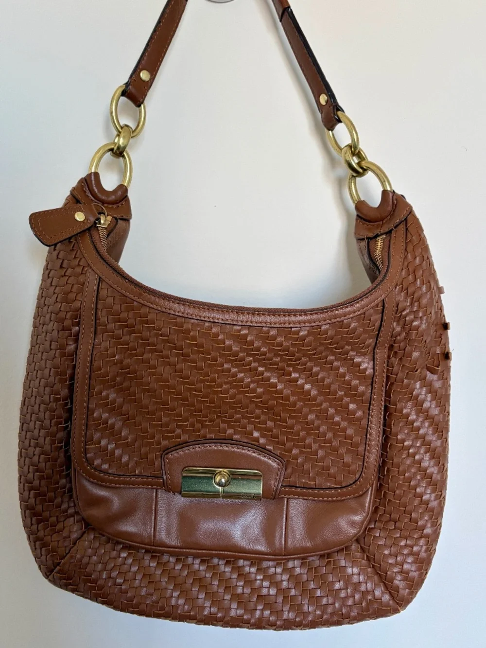 Vintage Coach Woven Leather Brown Kristen Hobo Bag